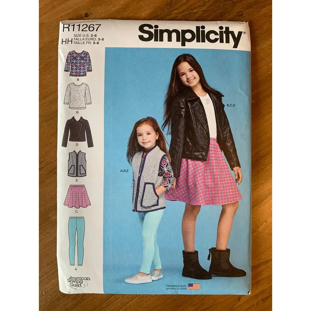 Simplicity Sewing Pattern R11267 Girls Jacket Vest Skirt Size 3 - 6 UNCUT